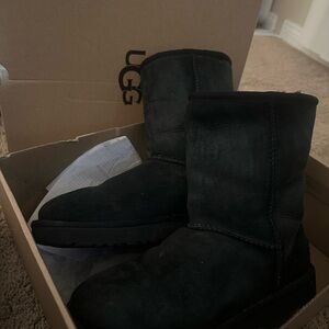 UGG Classic Short Black Suede Boots – Women’s